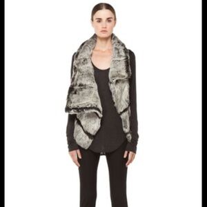 HELMUT LANG flux fur vest in black & white
